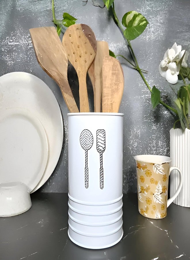 EvoFlex Ladle Holder, Kitchen Utensil Holder with Utensil Design, White Ceramic, 18 cm Height, Modern Storage Container - Image 1